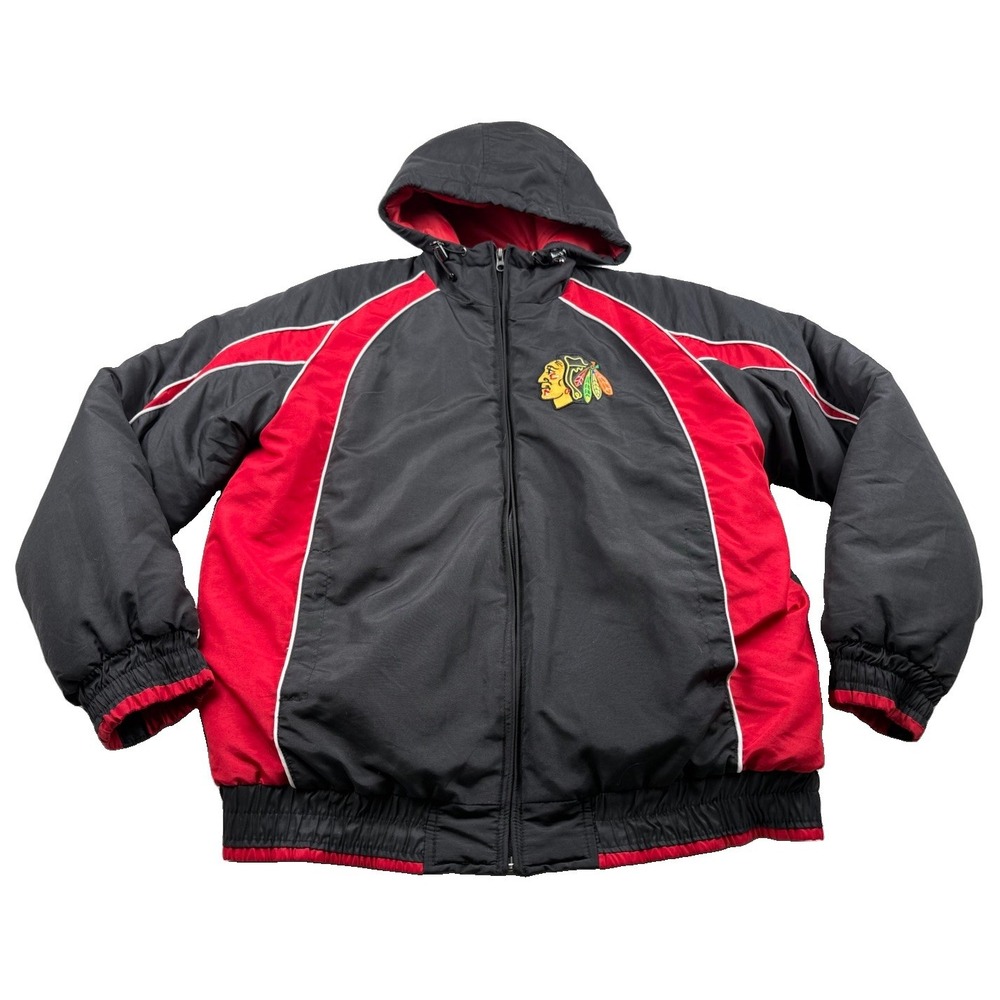 Chicago Blackhawks Jacket Mens L NHL Hockey Puffer Hooded Winter Coat